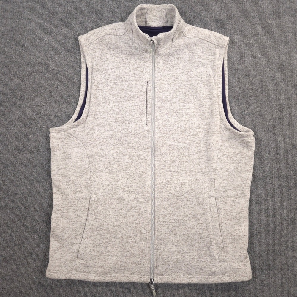 Johnnie O Denali Vest Mens 2XLT Light Gray‎ Fleece Full Zip Lined Performance